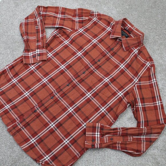 Banana Republic Shirt Mens Large Orange Lightweight Flannel Long Sleeve Cotton - Picture 4 of 13